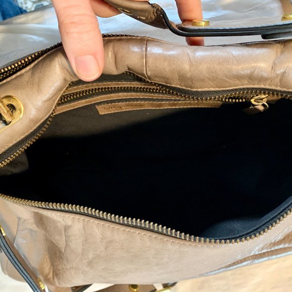 Golden Lane Soave Duo Bloomingdale’s Medium Leather Satchel Purse Bag - Picture 11 of 16